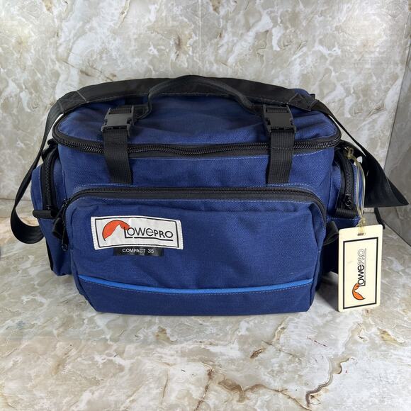Vintage Lowe-Pro Compact 35 Blue Camera Bag with Strap Great Condition - Picture 1 of 16
